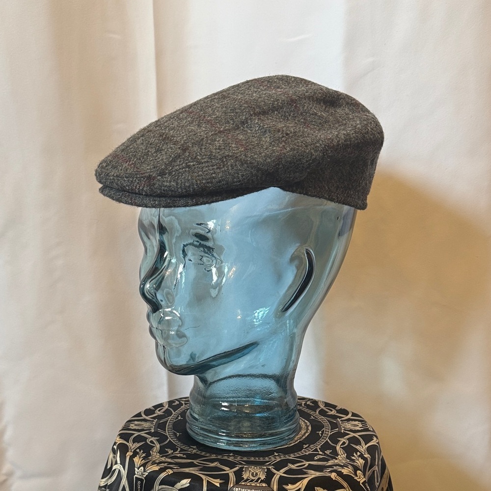 Vintage Gray plaid Tweed Newsboy Cap